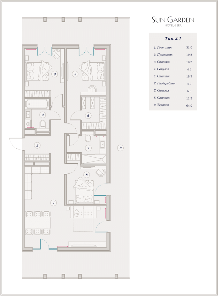 4 комнатная 160,40 м²